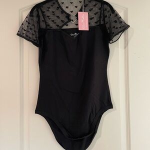 Chic Black Sheer Heart Bodysuit